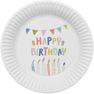 Pappteller - Happy BirthdayParty Green - Ø 23 cm, (8)
