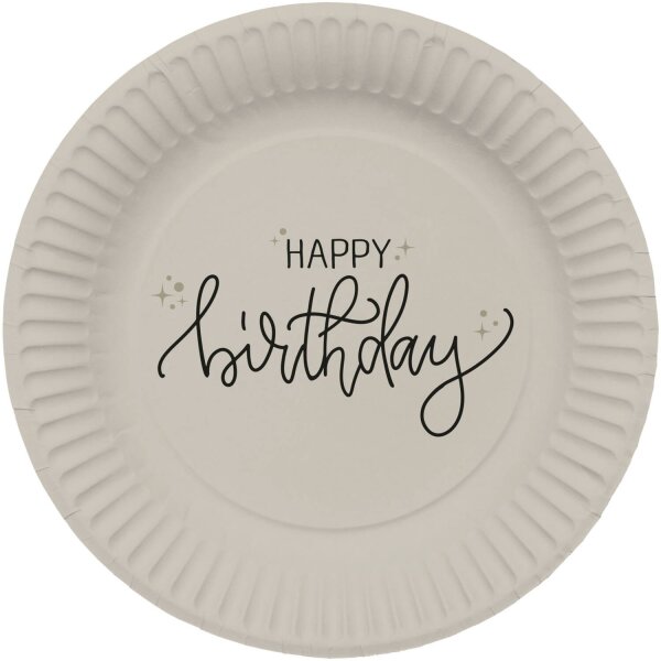 Pappteller - Happy Birthday Creme Noir - &Oslash; 23 cm (8)