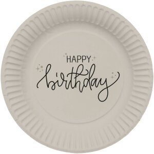 Pappteller - Happy Birthday Creme Noir - &Oslash; 23 cm (8)