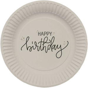 Pappteller - Happy Birthday Creme Noir - Ø 23 cm (8)
