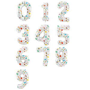 Folienballon - Zahl 0 - 9 Joyful Party - XXL - 86 cm /...