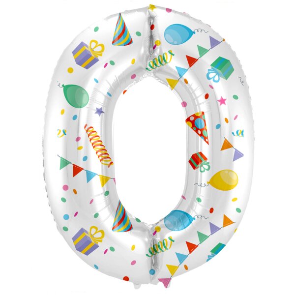 Folienballon - Zahl 0 Joyful Party - XXL - 86 cm / 0,07...