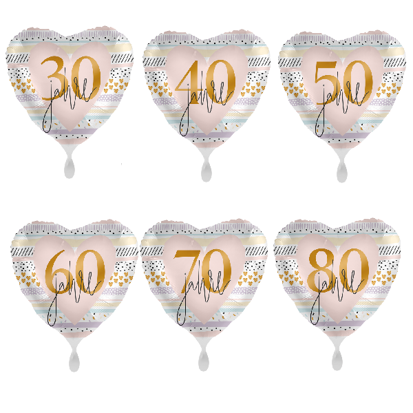 Folienballon - Motiv Zahl 30, 40, 50, 60, 70, 80 Creamy Blush - S - 43 cm / 0,02 m³