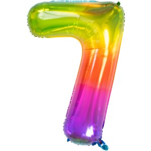 Folienballon - Zahl 0 - 9 Regenbogen Yummy Gummy - XXL - 81 cm / 0,07 m&sup3;