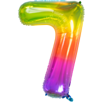Folienballon - Zahl 0 - 9 Regenbogen Yummy Gummy - XXL - 81 cm / 0,07 m³