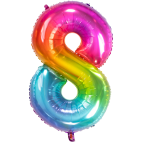 Folienballon - Zahl 0 - 9 Regenbogen Yummy Gummy - XXL - 81 cm / 0,07 m³