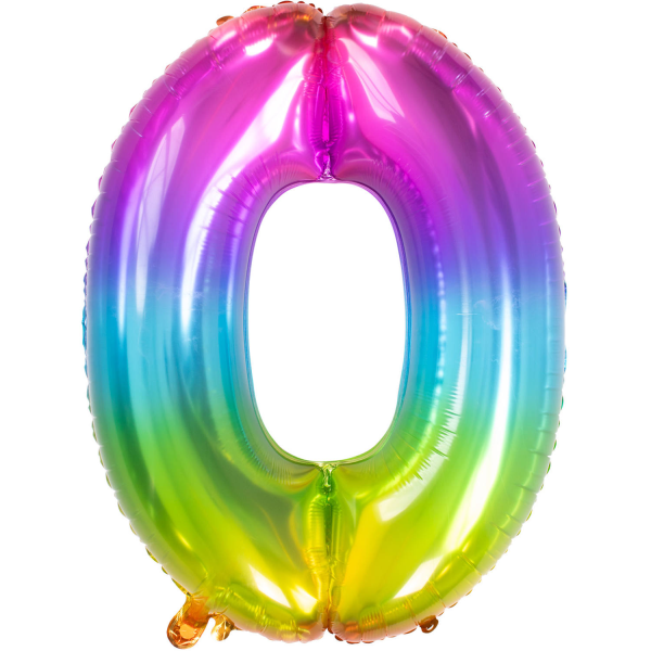 Folienballon - Zahl 0 Regenbogen Yummy Gummy - XXL - 81...