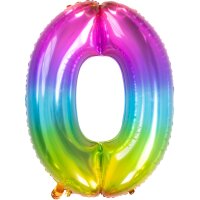 Folienballon - Zahl 3 Regenbogen Yummy Gummy - XXL - 81 cm / 0,07 m³