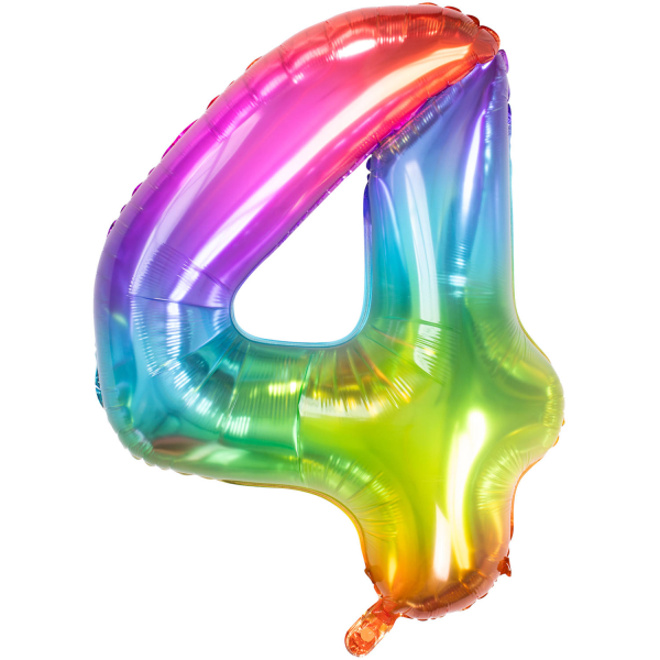 Folienballon - Zahl 4 Regenbogen Yummy Gummy - XXL - 81...
