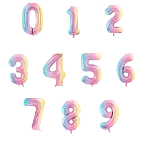 Folienballon - Zahl 0 - 9 Regenbogen pastell - XXL - 86...
