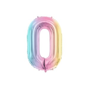 Folienballon - Zahl 0 Regenbogen pastell - XXL - 86 cm /...