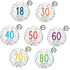 Folienballon - Motiv Zahl 18 - 80 Konfetti - S - 45 cm /...