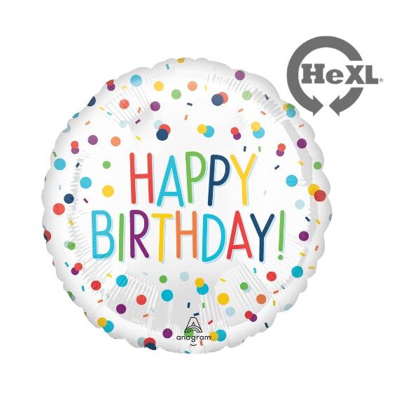 Folienballon - Motiv Happy Birthday Konfetti - S - 45 cm / 0,02 m&sup3;