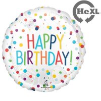 Folienballon - Motiv Happy Birthday Konfetti - S - 45 cm / 0,02 m&sup3;