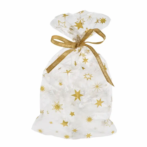 Bodenbeutel Sterne gold transparent/gold