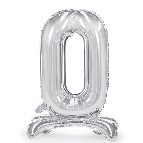 Folienballon - Zahl 0-9 Silber - Standupballons - XL - 70 cm / Luft