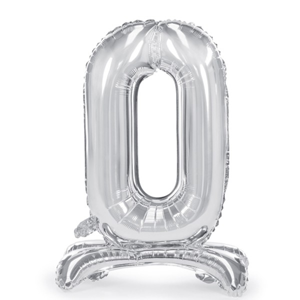 Folienballon - Zahl 0-9 Silber - Standupballons - XL - 70 cm / Luft
