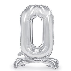 Folienballon - Zahl 0-9 Silber - Standupballons - XL - 70...