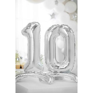 Folienballon - Zahl 0-9 Silber - Standupballons - XL - 70...