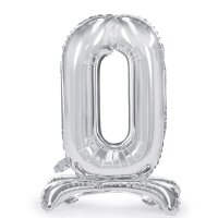 Folienballon - Zahl 0-9 Silber - Standupballons - XL - 70 cm / Luft