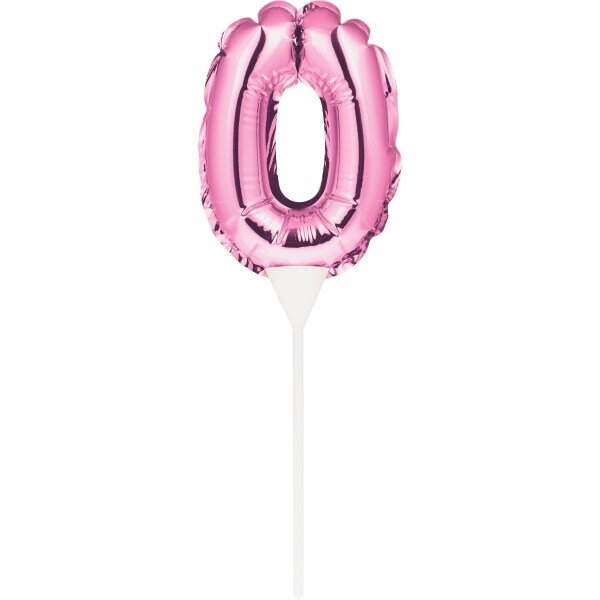 Kuchenpicker Folienballon - Zahl 0-9 pink - 22,8 cm / selbstaufblasend