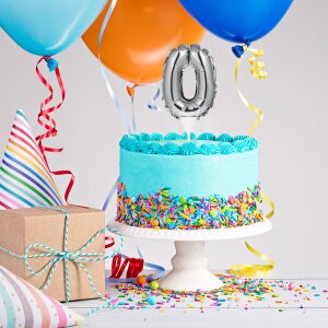 Kuchenpicker Folienballon - Zahl 0-9 silber - 22,8 cm /...