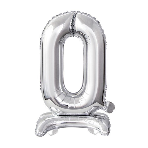 Folienballon - Zahl 0-9 Silber - Standupballons - XS - 38 cm / Luft