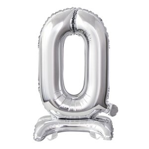 Folienballon - Zahl 0-9 Silber - Standupballons - XS - 38...