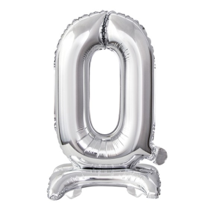 Folienballon - Zahl 0-9 Silber - Standupballons - XS - 38...