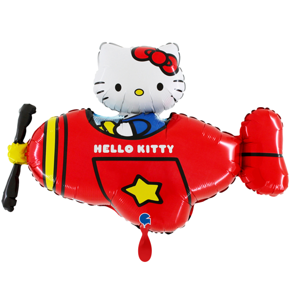 Folienballon - Figur Hello Kitty Flugzeug - XL - 76 cm /...