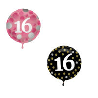 Folienballon - Motiv Zahl 16  - S - 45 cm / 0,02 m³