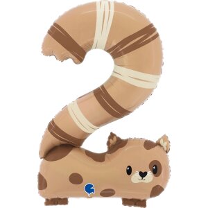 Folienballon - Zahl 2 The Puppyloons Katze - XXXL - 102...