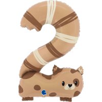 Folienballon - Zahl 2 The Puppyloons Katze - XXXL - 102 cm / 0,09 m&sup3;