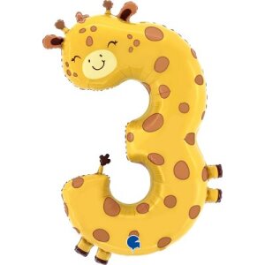 Folienballon - Zahl 3 The Puppyloons Giraffe - XXXL - 102...