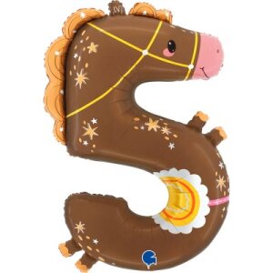 Folienballon - Zahl 5 The Puppyloons Pferd - XXXL - 102...