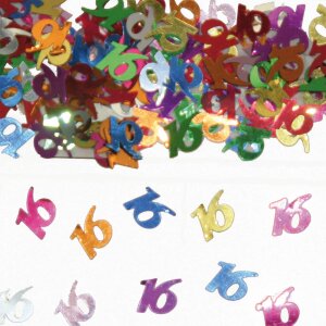 Konfetti - Zahl 16 Bunt, ca. 15g