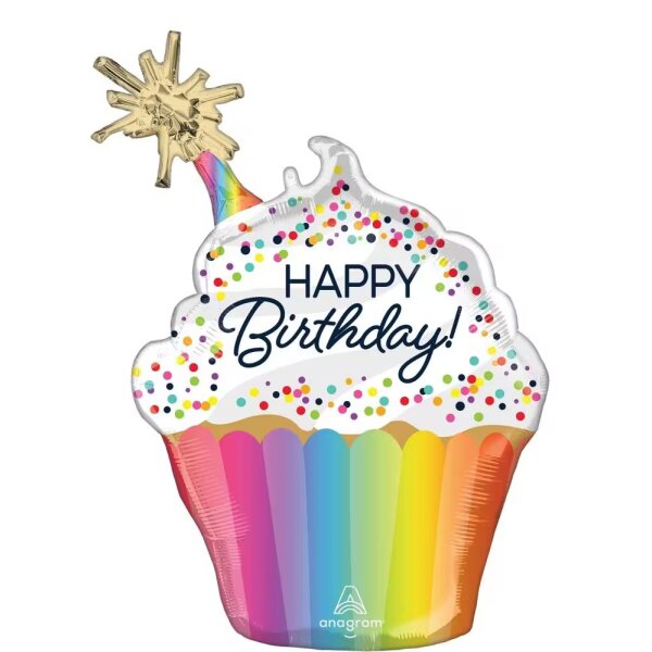 Folienballon - Figur Happy Birthday Konfetti-Streusel - XXL - 78 cm / 0,07 m³