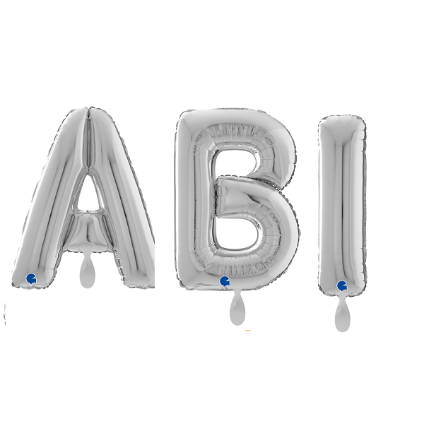 Folienballon - Buchstaben ABI - Silber - XL - 66 cm /...