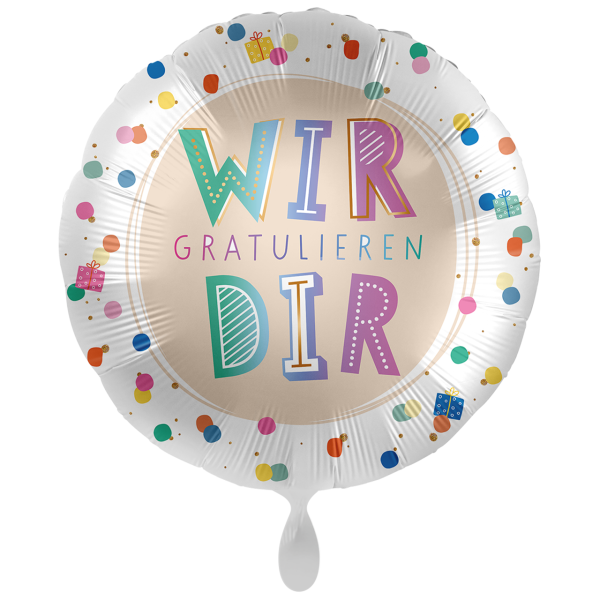 Folienballon - Motiv Wir Gratulieren Dir Polka Dots - XXL...