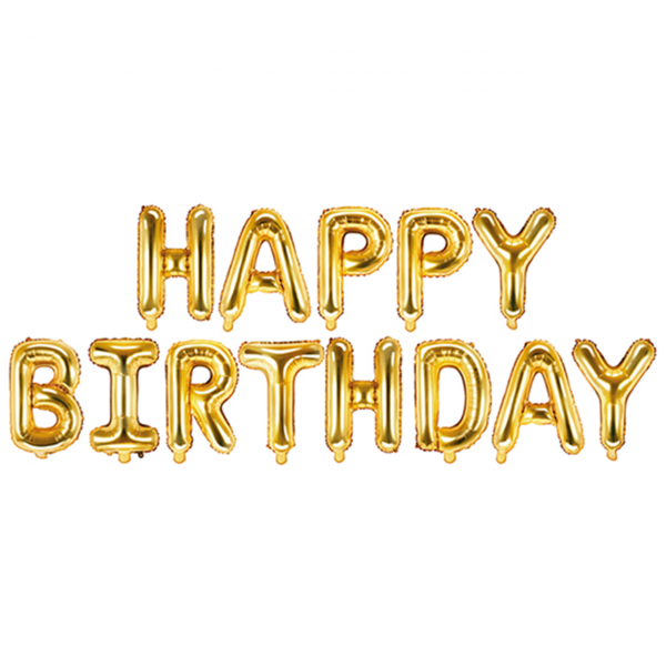Folienballon - Buchstaben - Set Happy Birthday Gold -...