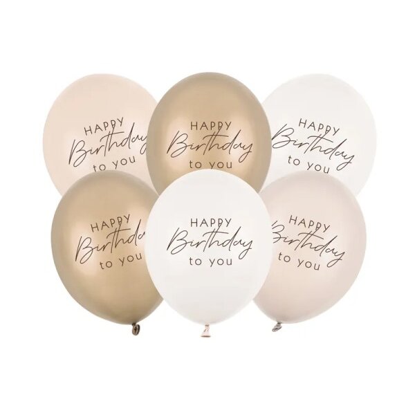 Ballonstrauß - Happy Birthday Beige