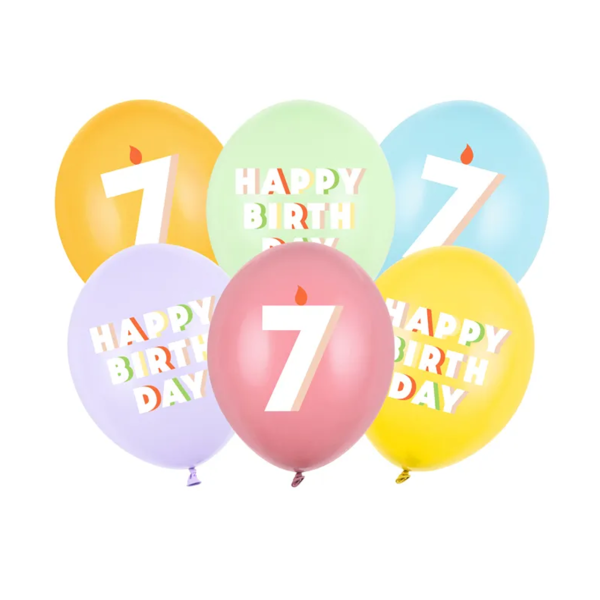 Latexballon-Set - Motiv Happy Birthday Mix Zahl 7