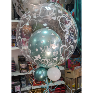 Deco Bubble Ballon - wei&szlig;e Herzen